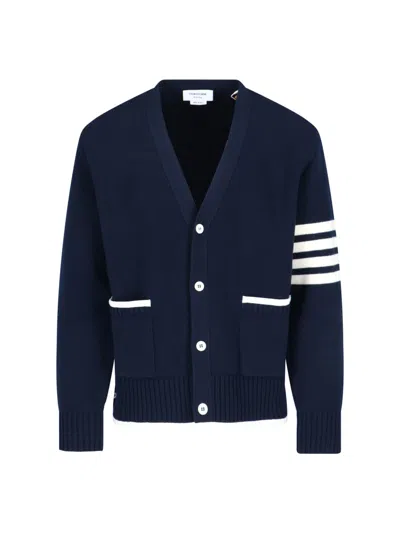 THOM BROWNE VIRGIN WOOL CARDIGAN '4-BAR'