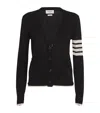 Thom Browne Cashmere Striped-sleeve V-neck Cardigan In Black