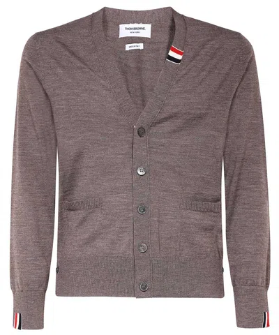 Thom Browne Virgin Wool Cardigan In Brown