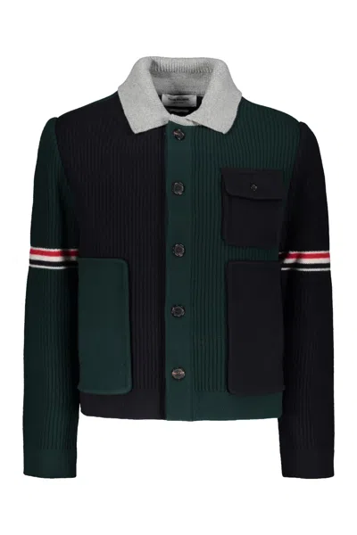 THOM BROWNE VIRGIN WOOL CARDIGAN