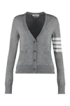 Thom Browne 4bar Wool Cardigan In Grey