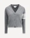 Thom Browne Virgin Wool Cardigan With Embrodery Geese In Gray