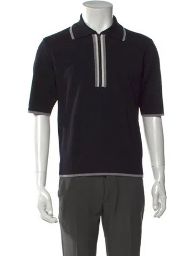 Pre-owned Thom Browne Virgin Wool Collar Polo Sweater In Black