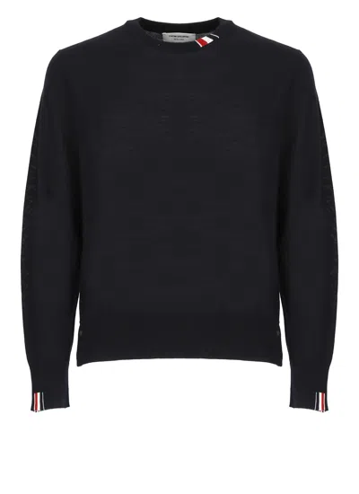 Thom Browne Virgin Wool Crew-neck Sweater In Blue