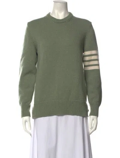 Pre-owned Thom Browne Virgin Wool Crew Neck Sweater In Green