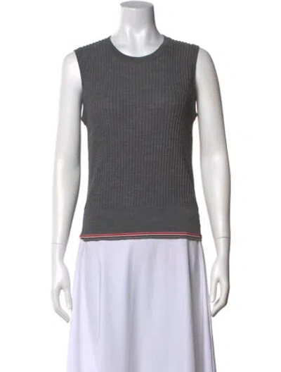 Pre-owned Thom Browne Virgin Wool Crew Neck Sweater In Grey