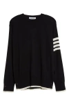 Thom Browne Milano Stitch Crew Neck Pullover In Black