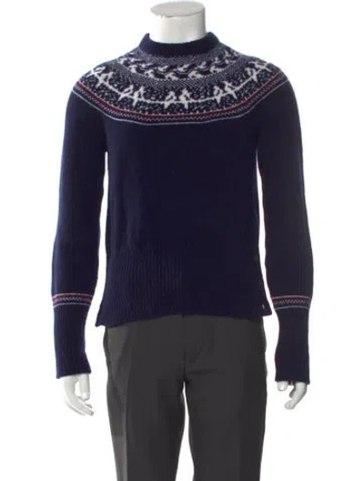 Pre-owned Thom Browne Virgin Wool Graphic Print Pullover In Blue