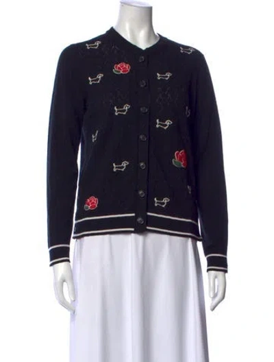 Pre-owned Thom Browne Virgin Wool Graphic Print Sweater In Blue