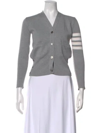 Pre-owned Thom Browne Virgin Wool Graphic Print Sweater In Gray