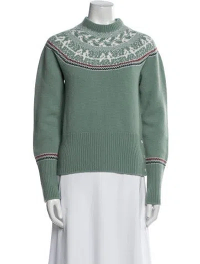 Pre-owned Thom Browne Virgin Wool Graphic Print Sweater In Green