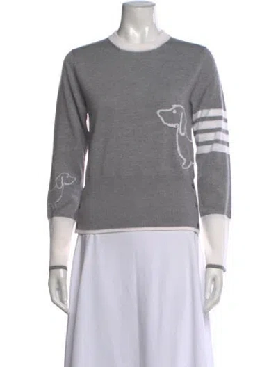 Pre-owned Thom Browne Virgin Wool Graphic Print Sweater In Grey
