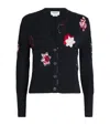 Thom Browne Wool Cardigan With Embroidered Flowers And Pockets In Black