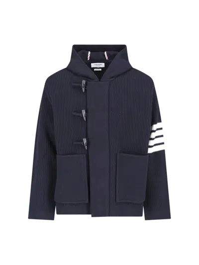 Thom Browne Virgin-wool Hooded Duffle Jacket In Black