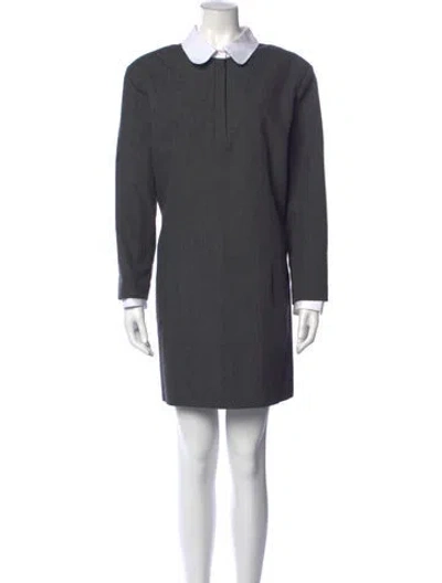 Pre-owned Thom Browne Virgin Wool Mini Dress In Grey