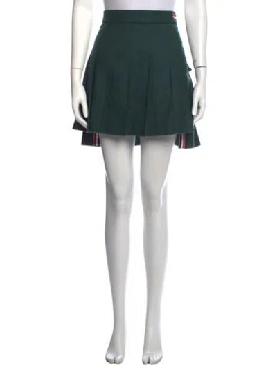 Pre-owned Thom Browne Virgin Wool Mini Skirt In Green
