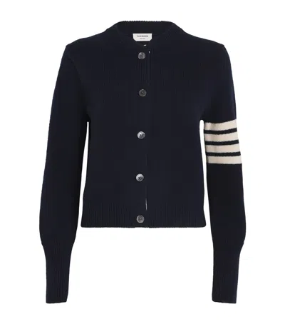 THOM BROWNE VIRGIN WOOL ROSE-DETAIL CARDIGAN
