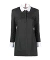 Thom Browne Tailored Wool Suiting Mini Shirt Dress In Black
