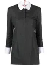 Thom Browne Tailored Wool Suiting Mini Shirt Dress In Grey