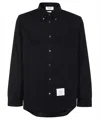 Thom Browne Herringbone Wool Blend Overshirt In Blue