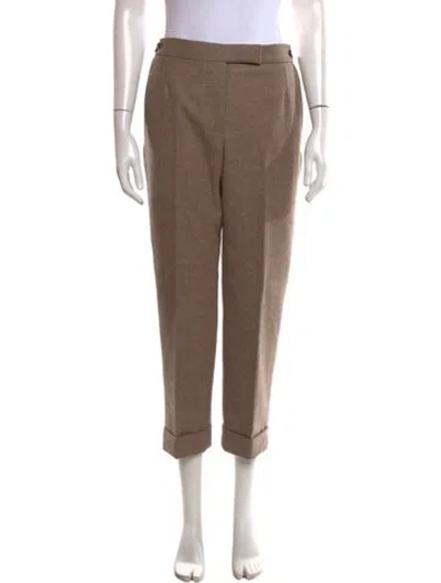 Pre-owned Thom Browne Virgin Wool Straight Leg Pants In Brown