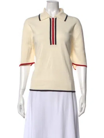 Pre-owned Thom Browne Virgin Wool Striped Polo In Neutral
