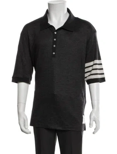Pre-owned Thom Browne Virgin Wool Striped Polo Shirt W/ Tags In Blue