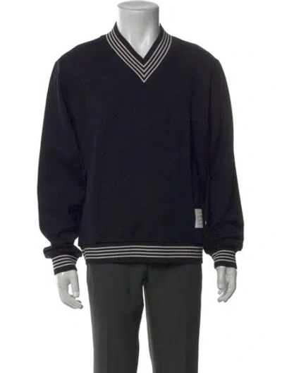 Pre-owned Thom Browne Virgin Wool Striped Pullover W/ Tags In Blue