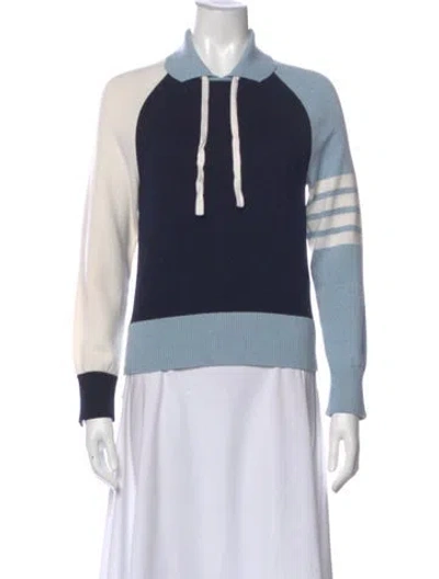 Pre-owned Thom Browne Virgin Wool Striped Sweater In Blue