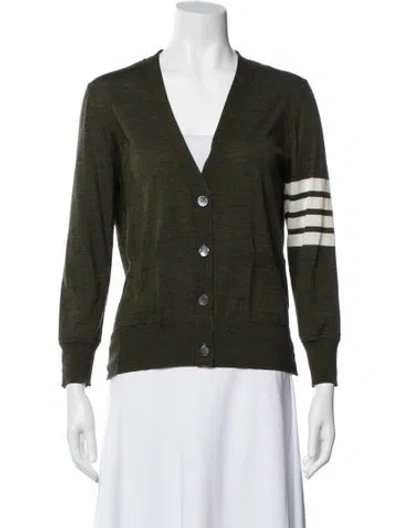 Pre-owned Thom Browne Virgin Wool Striped Sweater In Green