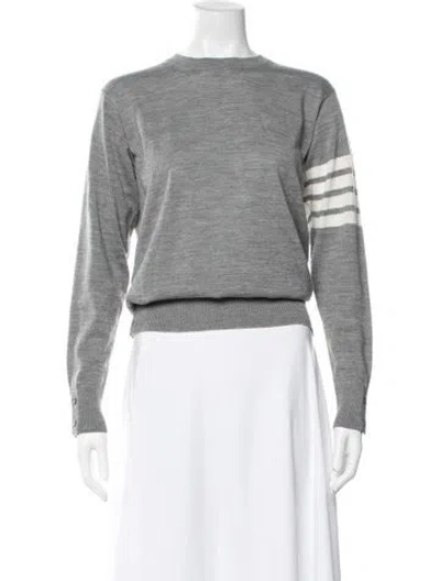Pre-owned Thom Browne Virgin Wool Striped Sweater In Grey