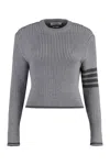 Thom Browne 4-bar Stripes Cable-knit Jumper In Grey