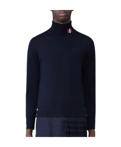 Thom Browne Virgin-wool Turtleneck Fine-knit Jumper In Black