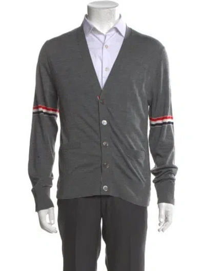 Pre-owned Thom Browne Virgin Wool V-neck Cardigan W/ Tags In Gray
