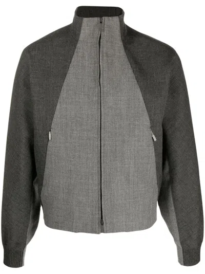 Thom Browne Grey Virgin Wool Zip-up Jacket
