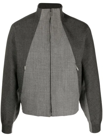Thom Browne Virgin Wool Panelled Jacket In Grey