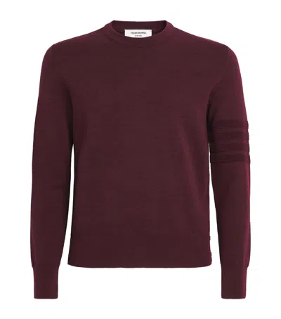 Thom Browne Virgin Wool-blend Milano-stitch Sweater In Burgundy