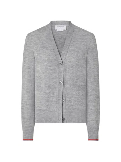Thom Browne Cardigan Mit V-ausschnitt In Gray