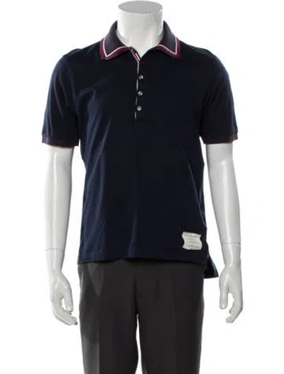 Pre-owned Thom Browne V-neck Short Sleeve Polo Shirt In Blue