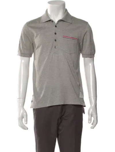 Pre-owned Thom Browne V-neck Short Sleeve Polo Shirt In Gray