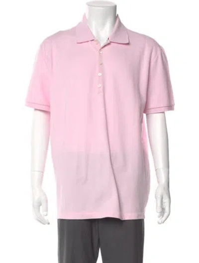 Pre-owned Thom Browne V-neck Short Sleeve Polo Shirt In Pink