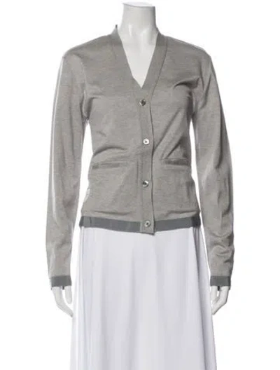 Pre-owned Thom Browne V-neck Sweater In Gray