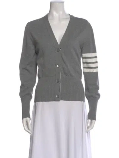 Pre-owned Thom Browne V-neck Sweater In Gray