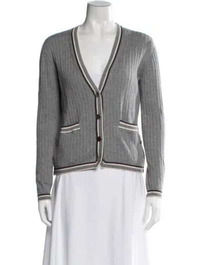 Pre-owned Thom Browne V-neck Sweater In Gray