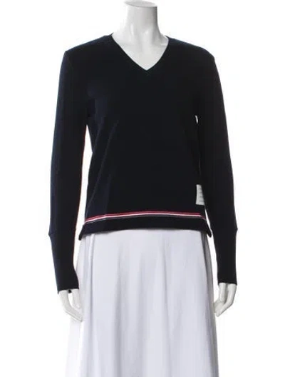 Pre-owned Thom Browne V-neck Sweater W/ Tags In Blue