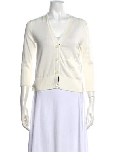 Pre-owned Thom Browne V-neck Sweater In White