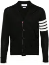 Thom Browne 4bar In Cotton Cardigan In Black