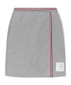 Thom Browne Waffle Cotton Mini Skirt In Gray