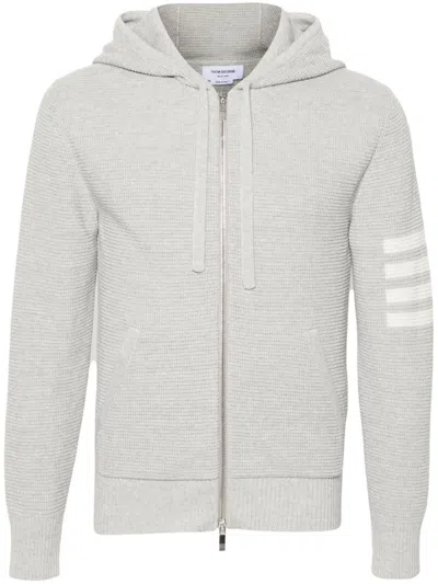 THOM BROWNE WAFFLE-KNIT ZIP-UP HOODIE