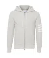 Thom Browne Waffle-knit Zip-up Hoodie In White